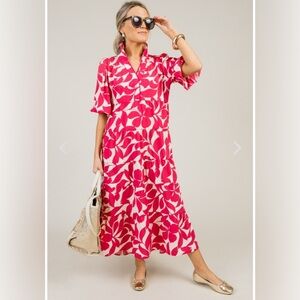 Laetitia 100% Linen Shirt Dress Midi Maxi Italy Made Size Large New Vacation